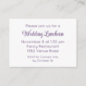 Elegant Purple Script Wedding Event Invitation Informatiekaartje (Voorkant)