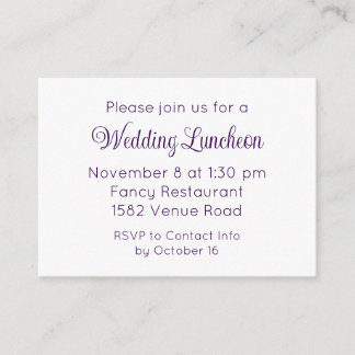 Elegant Purple Script Wedding Event Invitation Informatiekaartje