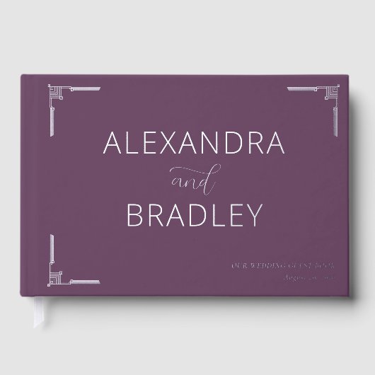 Elegant Purple Scrollwork Gastenboek (Voorkant)