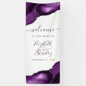 Elegant Purple Silve Agate Corners Wedding Welcome Spandoek (Verticaal)