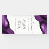 Elegant Purple Silve Agate Corners Wedding Welcome Spandoek (Horizontaal)