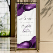 Elegant Purple Silve Agate Corners Wedding Welcome Spandoek