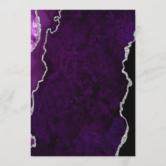 Elegant Purple Silver Agate Wedding Menu (Achterkant)