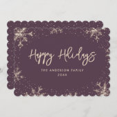 Elegant Purple Snowflake Snow Winter Feestdagenkaart (Voorkant / Achterkant)
