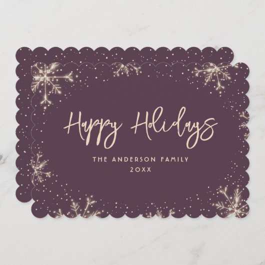 Elegant Purple Snowflake Snow Winter Feestdagenkaart (Voorkant / Achterkant)