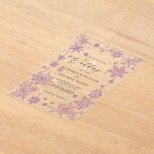 Elegant Purple snowflakes Winter Wedding Acryl Uitnodigingen (Laagn)