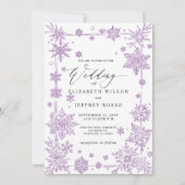 Elegant Purple snowflakes Winter Wedding Kaart (Voorkant)