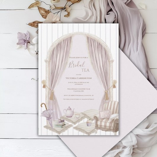 Elegant Purple Stripe Bridal Tea Shower   Kaart