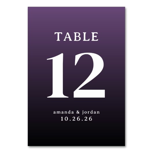 Elegant Purple Table Number Kaart (Voorkant)