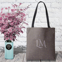 Elegant Purple Taupe Monogram with Subtle Sparkle Tote Bag