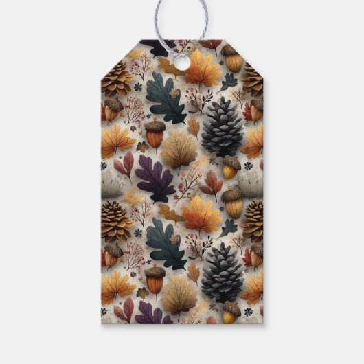 Elegant Purple Teal Pinecones Acorns Cadeaulabel (Voorkant)