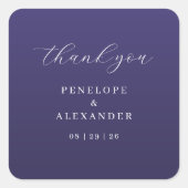 Elegant Purple Thank You Card Vierkante Sticker (Voorkant)
