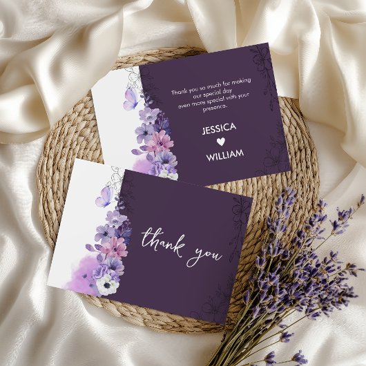 Elegant Purple Thank You Note Bedankkaart