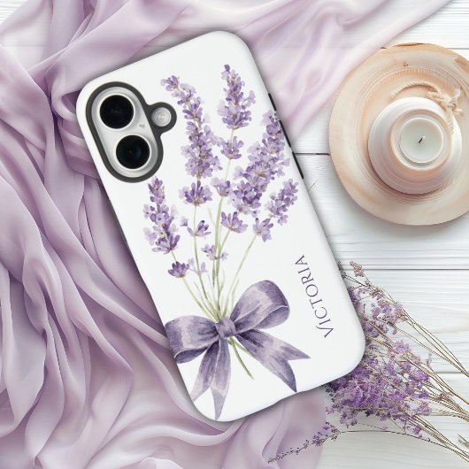 Elegant Purple Vintage Ribbon Personalized Case-Mate iPhone Case
