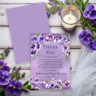 Elegant Purple Violets 50e verjaardag Dank u wel Bedankkaart