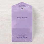 Elegant Purple Violets Floral 30th Birthday Party All In One Uitnodiging (Buiten)