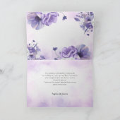 Elegant Purple Watercolor wedding Bedankkaart (Binnen)