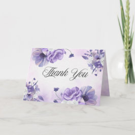 Elegant Purple Watercolor wedding Bedankkaart