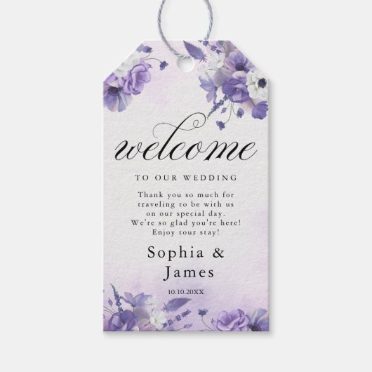 Elegant Purple Watercolor wedding Cadeaulabel (Voorkant)