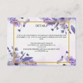 Elegant Purple Watercolor wedding Informatiekaartje