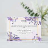 Elegant Purple Watercolor wedding Informatiekaartje (Staand voorkant)