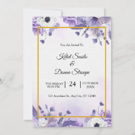 Elegant Purple Watercolor wedding Kaart