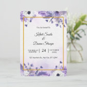 Elegant Purple Watercolor wedding Kaart (Staand voorkant)
