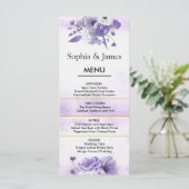 Elegant Purple Watercolor wedding Menu (Staand voorkant)