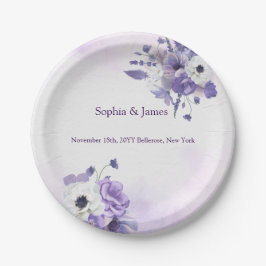Elegant Purple Watercolor wedding Papieren Bordje