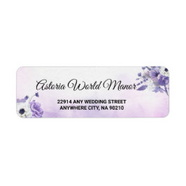 Elegant Purple Watercolor wedding Return Address Etiket