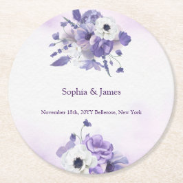 Elegant Purple Watercolor wedding Ronde Kartonnen Onderzetter