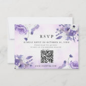 Elegant Purple Watercolor wedding RSVP Kaartje (Voorkant)