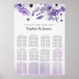 Elegant Purple Watercolor wedding seating chart Poster