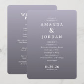 Elegant Purple Wedding Ceremony Template Programmakaart (Voorkant / Achterkant)