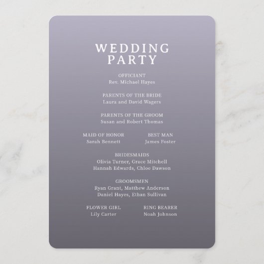 Elegant Purple Wedding Ceremony Template Programmakaart (Achterkant)