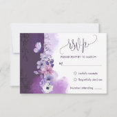Elegant Purple Wedding RSVP Response Card Kaartje (Voorkant)