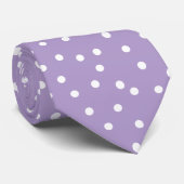 Elegant Purple White Dots Pattern Groom Gift Stropdas (Opgerold)
