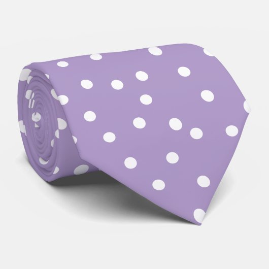 Elegant Purple White Polka Dots Groom Gift   Stropdas (Opgerold)