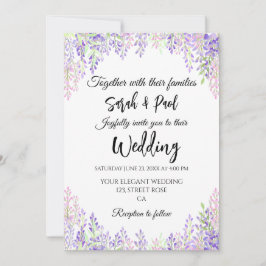 Elegant purple wisteria flower Wedding  Kaart