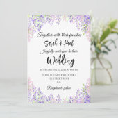 Elegant purple wisteria flower Wedding Kaart (Staand voorkant)
