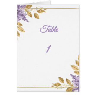 👉 Elegant Purple Wisteria Gold Floral Folded Tabl