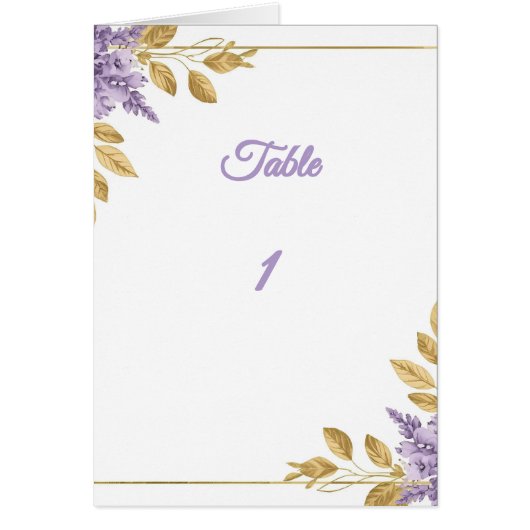 👉 Elegant Purple Wisteria Gold Floral Folded Tabl (Voorkant)