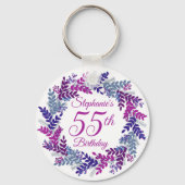 Elegant Purple Wreath 55th Birthday Sleutelhanger (Achterkant)