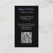 Elegant Purple & Yellow Floral QR Code Florist Visitekaartje (Achterkant)