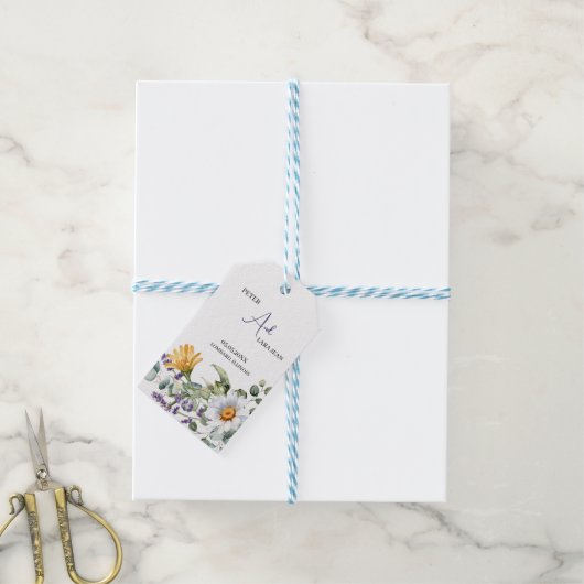 Elegant Purple Yellow Wildflower Wedding Cadeaulabel (Met Touw)