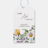 Elegant Purple Yellow Wildflower Wedding Cadeaulabel (Voorkant)