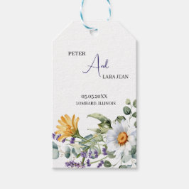 Elegant Purple Yellow Wildflower Wedding Cadeaulabel