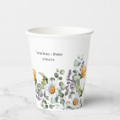 Elegant Purple Yellow Wildflower Wedding Papieren Bekers (Voorkant)