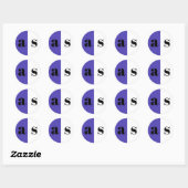 Elegant purplish blue monogram bruiloft ronde sticker (Vel)