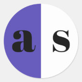 Elegant purplish blue monogram bruiloft ronde sticker (Voorkant)